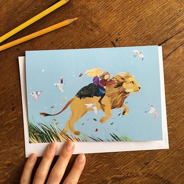 KateSlater's tweet photo. New cards! An A5-sized version of my ‘The Most Wonderful Thing’ Susan, Lucy and Aslan illustration, coming very soon. 🦁
.
#shopsmall #greetingscards #wholesale #narnia #aslan #cslewis #kidlitart #lion #childrensbooks #kateslater https://t.co/LiUQjEv15M https://t.co/AAac9NPbIK
