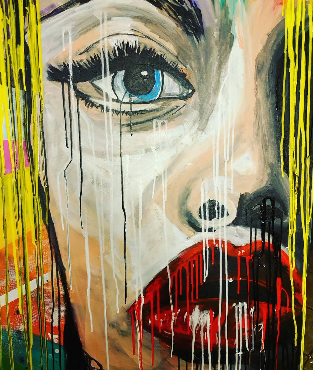 JillMcsweeney's tweet photo. To encourage self-care, I try to model balance in me teaching by bringing awareness to joy outside the institution in our lives. I share hobbies &amp; non-academic fun w/ my students. There's no class this week, but to still promote wellness here's my finished work! 70x100cm canvas! https://t.co/9fFiwaK8Ff