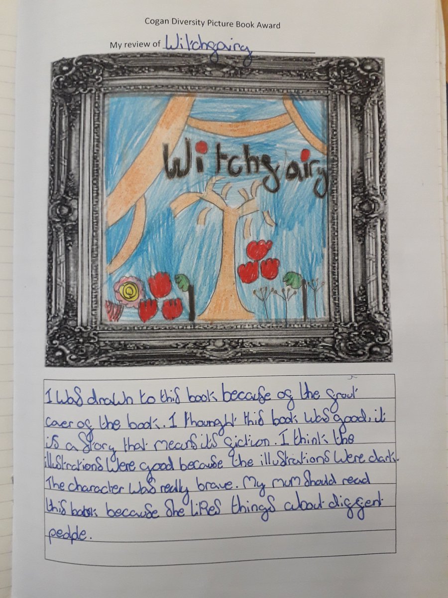 DiversityCogan's tweet photo. "I think the illustrations were good because the illustrations were dark." This year four reviewer loved the colour contrasts of the illustrations in #Witchfairy by #BrigitteMinne and #CarllCneut translated by @Laura_Wat 🧙♀️🧚♀️📚🏝️💚 @BookIslandBooks https://t.co/Uzyu21TLvG