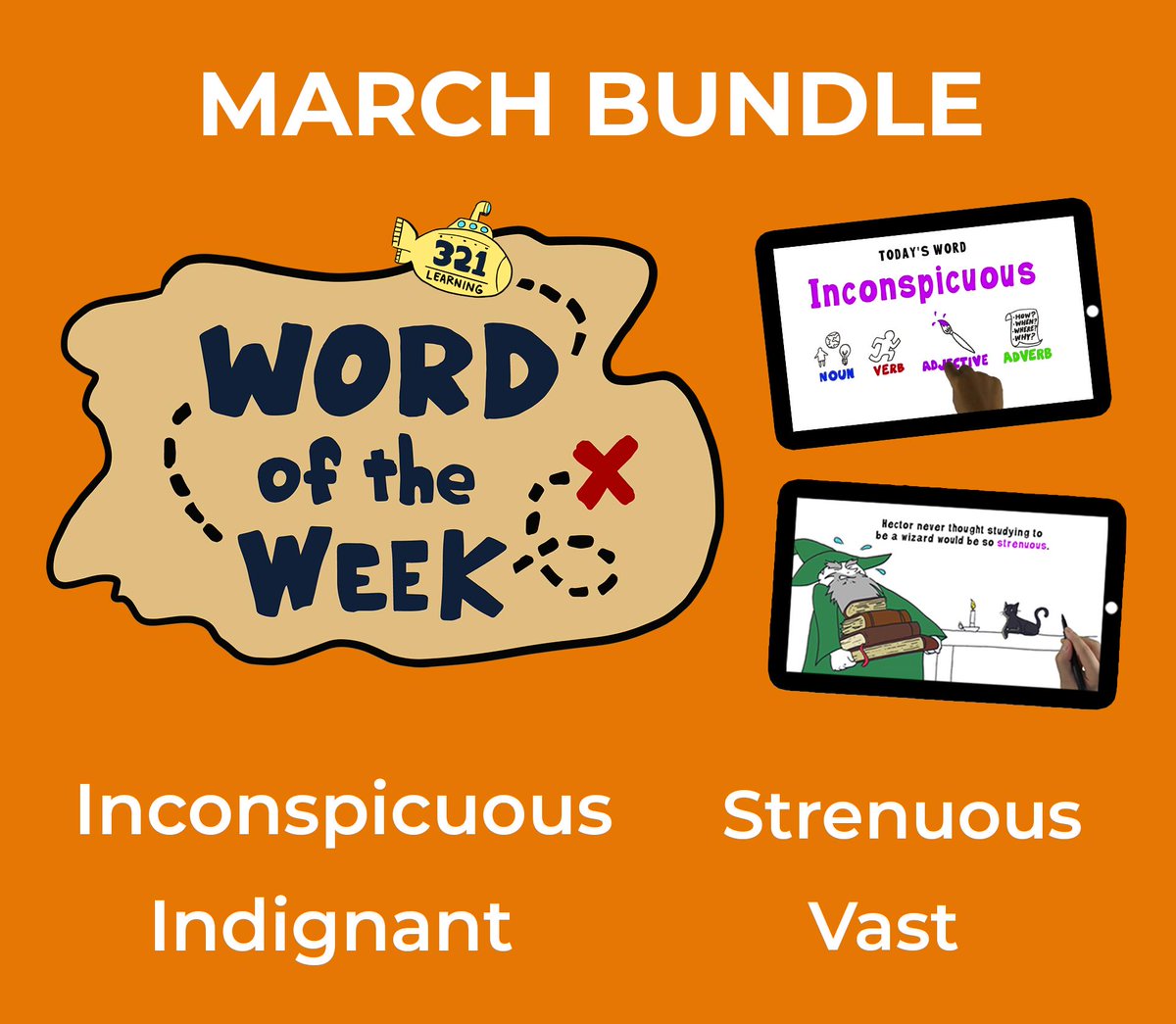 321Learning's tweet image. We're excited to share our MARCH bundle in one neat little downloadable package! 🤩 bit.ly/2SanKAx Video Clips with Activity Guides &amp;amp; Quizzes for each week of the month!