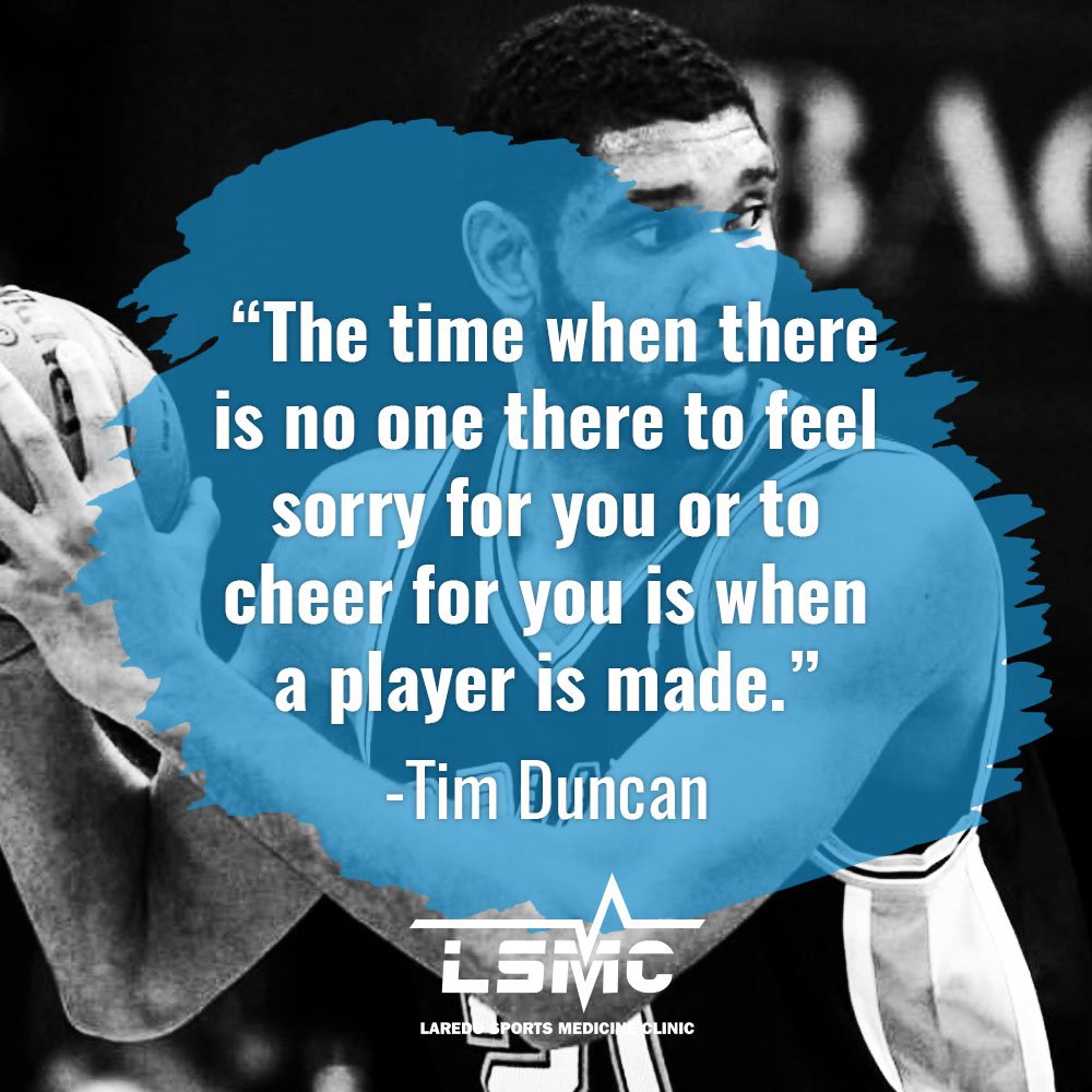 laredosportsmed's tweet photo. “The time when there is no one there to feel sorry for you or to cheer for you is when a player is made.” Tim Duncan
#lsmc #getbackinthegame #DrPotty #DrPuig #DrSolis #sportsquote
https://t.co/vyxipWwQfl https://t.co/fyNyfl3zrP