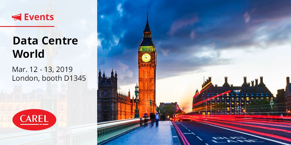 CAREL_group's tweet photo. From march 12th to 13th come to visit us at @datacentreworld and discover our #EnergySavings solutions for #DataCentres. #meetCAREL #edgedcim #DataCentreWorld #DataCentre #DCW2019 https://t.co/FsHZoqfwtG