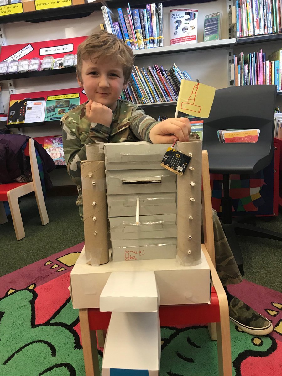 WSCCLibraries's tweet photo. Can’t believe how imaginative we are at #HenfieldLibrary with junk modelling &amp; coding. A truck, a fortress, a tank, a code phone, a treehouse, a plate of sausages &amp; a man-eating Rapunzel, all built from recycled items and brought to life with @microbit_edu! #microbitsinlibraries https://t.co/27ab9nyI37