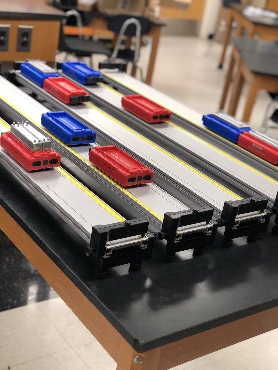 PhysicsWithMsK's tweet photo. SO PUMPED for our new @pascoscientific tracks and smart carts! Thankful that the equipment was approved by @woschools 🤙🏼

The applications for this equipment are UNREAL. Kinematics, dynamics, momentum, impulse, energy &amp; more. Can’t wait to use these moving forward! #iteachphysics https://t.co/evXoYZvmxK