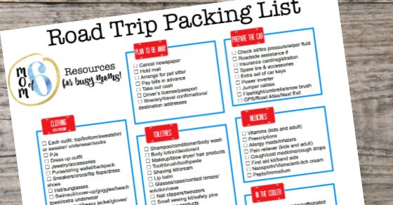 Free Printable Road Trip Packing List!  momof6.com/family-road-tr…