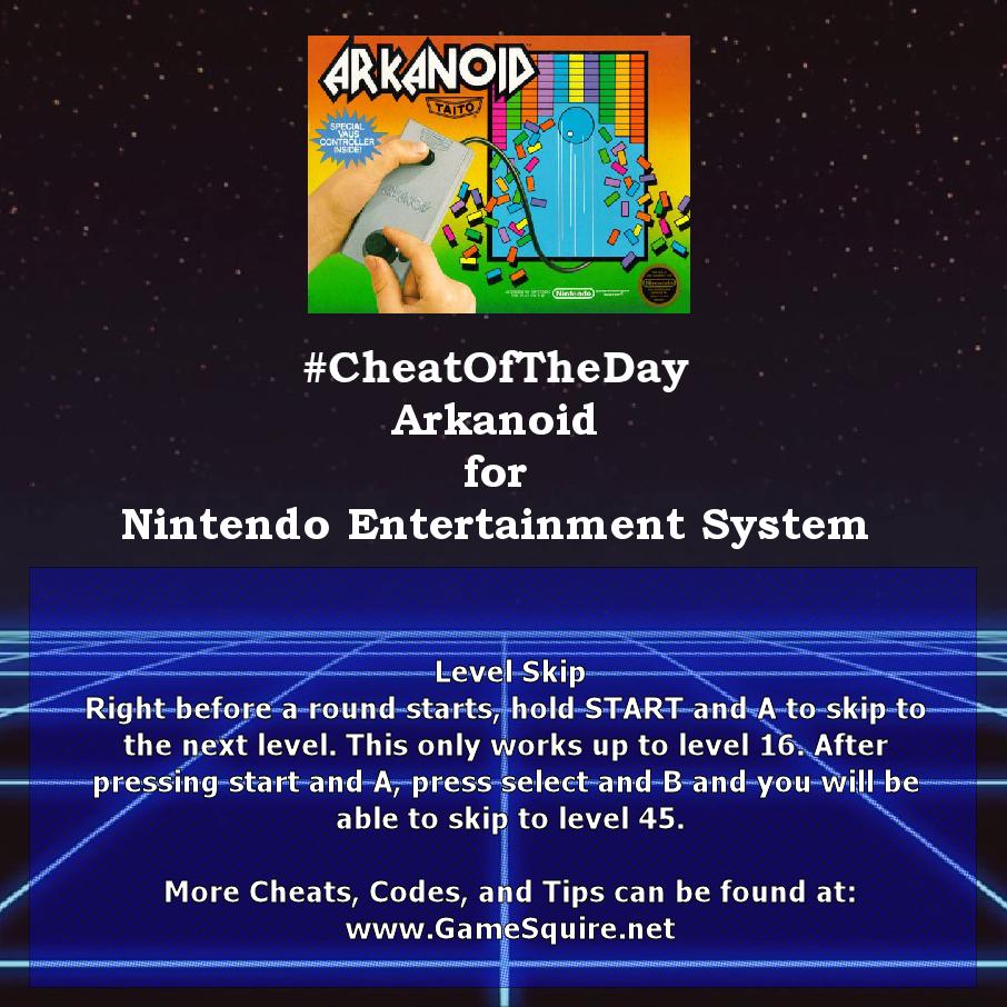 GameSquire's tweet image. #CheatOfTheDay #Arkanoid #LevelSkip #NintendoEntertainmentSystem instagram.com/p/BuHC6pllN0L/ #Taito #Romstar #NES #Nintendo #Ninstagram #Instanintendo #InstaRetroGaming #InstaClassicGaming #CanadianGamer #GamingLife #GamersLife #GamerLife #GamersUnite #GamerParadise #GamingForLife