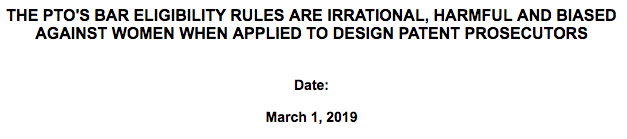 cjbuccafusco's tweet photo. The Design Patent Bar is a mess. If you're in Chicago, come hear me discuss why it's irrational, harmful, and biased against women attorneys on March 1. Thanks to #IPLAC, Patent Designs 
&amp; @BannerWitcoff for hosting.
https://t.co/CkABcr30iq https://t.co/dO2FCCCA27