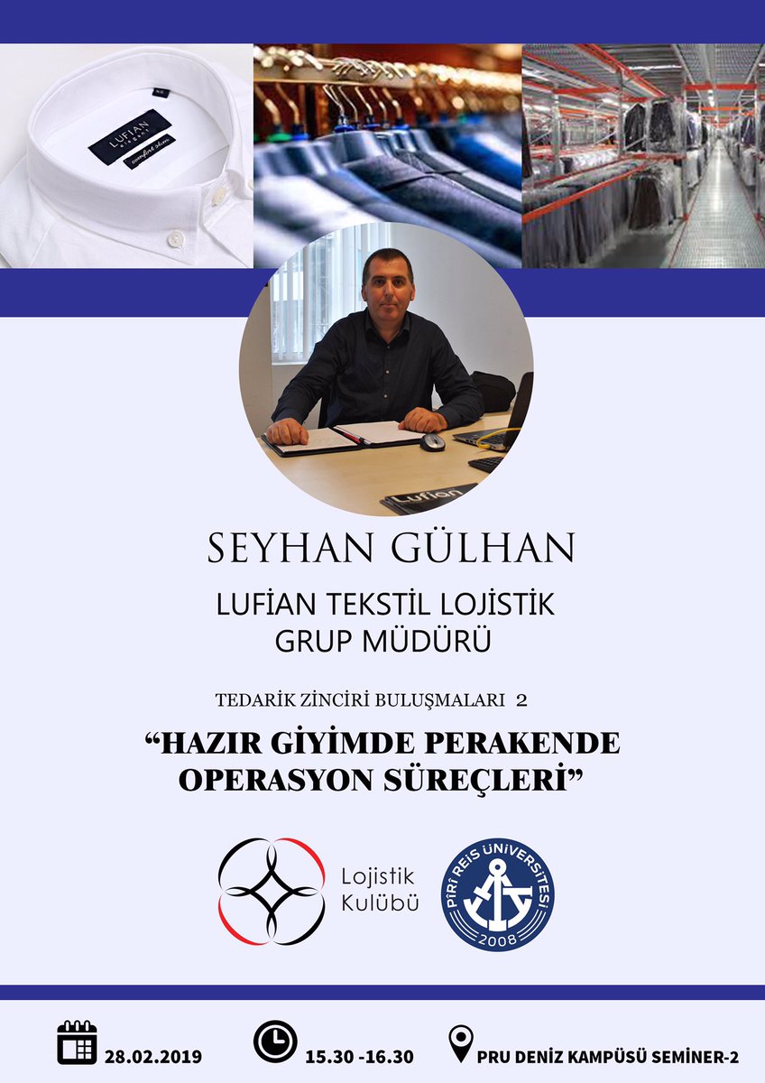 Tedarik zinciri buluşmaları konsepti ile Lufian Tekstil Lojistik Müdürü SEYHAN GÜLHAN’ın bizimle perakende operasyon süreçlerini paylaşacağı bu etkinliğe hepinizi bekliyoruz. 😊
#Lojistik #SupplyChain #logistics #TedarikZinciri