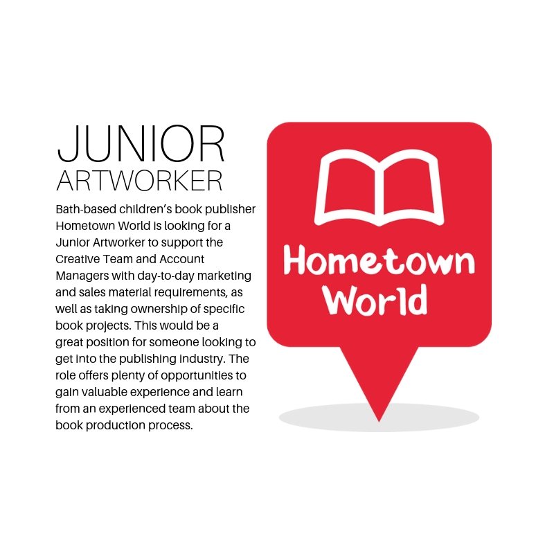 artdesignbsu's tweet photo. #ArtDesignOpportunities - Junior Artworker role at Bath-based children’s book publisher @HometownWorld - full details on CareerHub: https://t.co/XusFtlxGWg https://t.co/99mNsy8bO1