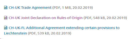 Screenshot of links to three documents in English