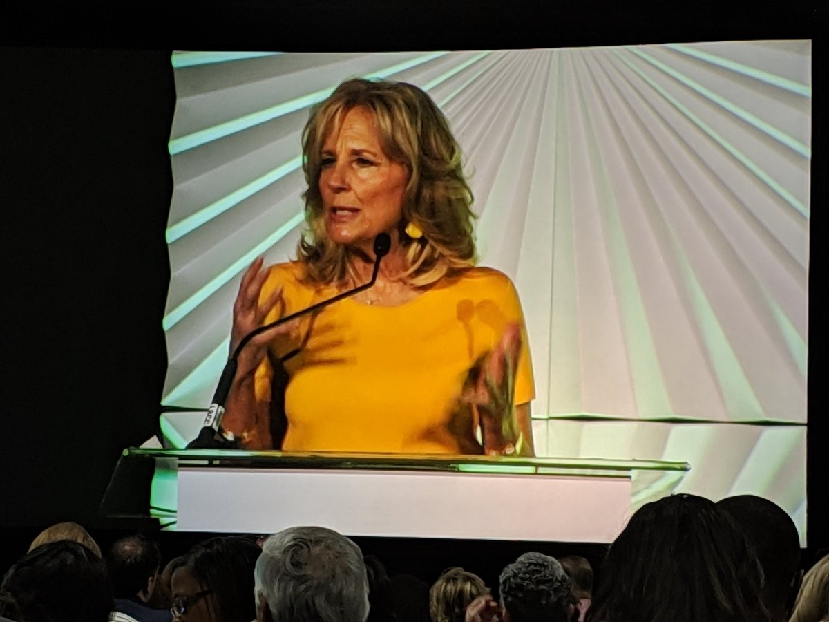 stacyateeters's tweet photo. What a surprise! @DrBiden is here and kicking off Wednesday at #ATD_DREAM!

"Let's say to our students: 'We've got your back!'" ♥️♥️♥️ https://t.co/ICVjznny5K