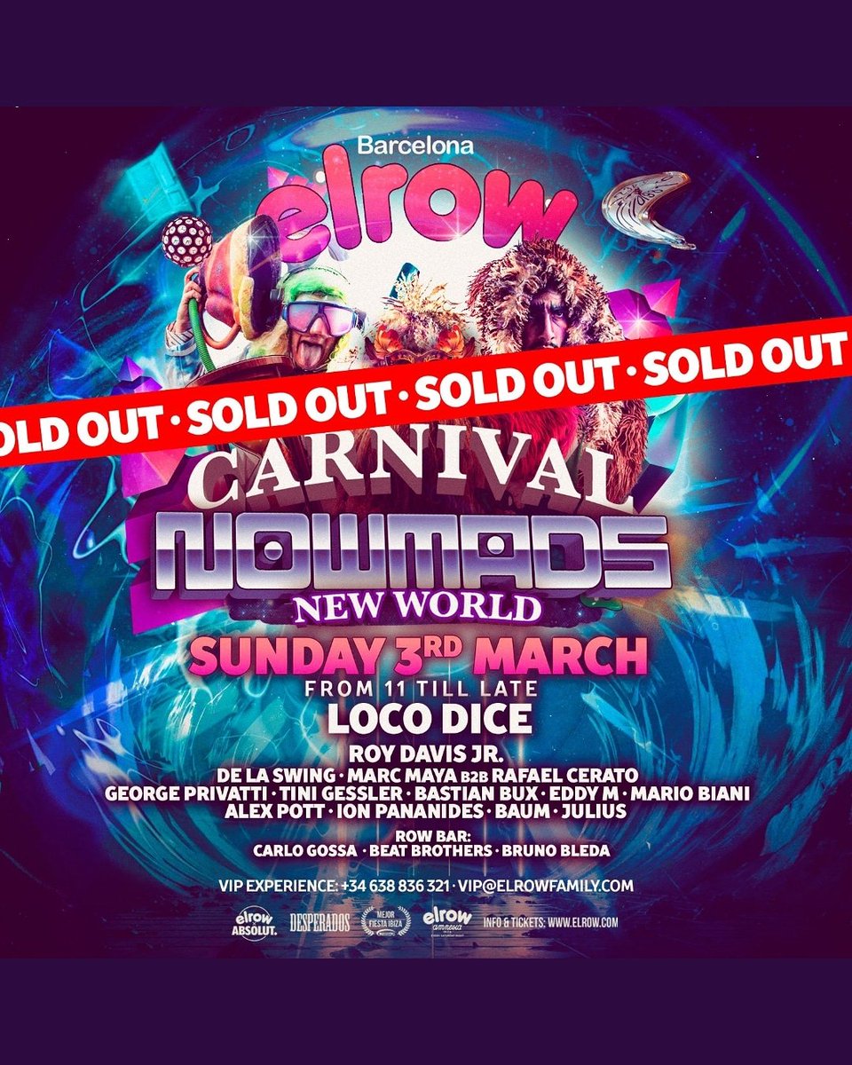 Nos vemos el 3 de marzo 😎!! 
<a href="/elrow_/">elrow</a>  #music #Carnival