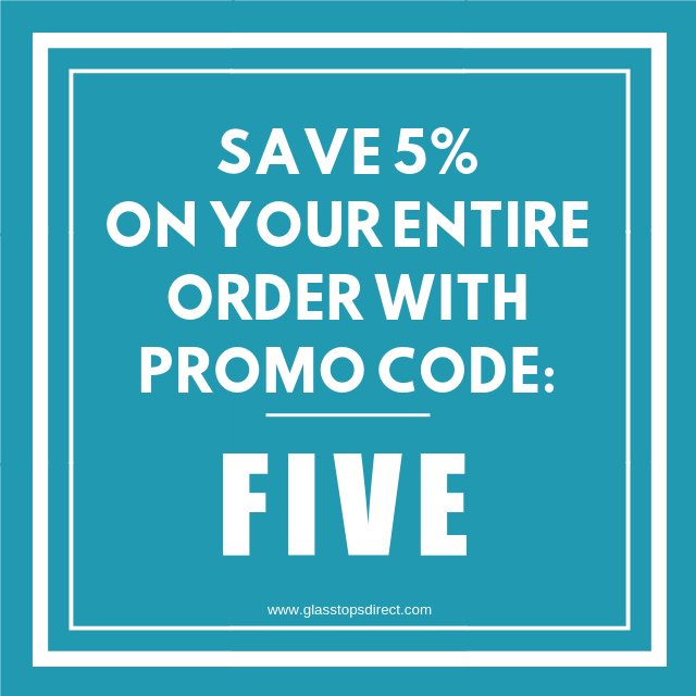 Save 5% on your entire order with promo code FIVE at checkout! Shop glasstopsdirect.com today for all high-quality glass table tops, glass shelves, frameless mirrors and more! 
 
#glasstopsdirect #sale
