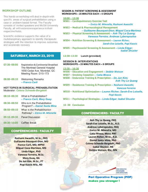 Mark your calendars! Our first #PREHAB workshop will be on March 23rd, 2019! Sign up at muhc-cme.mcgill.ca/PREHAB2019/?pa… 

#PREHABmontreal #PREHABws2019