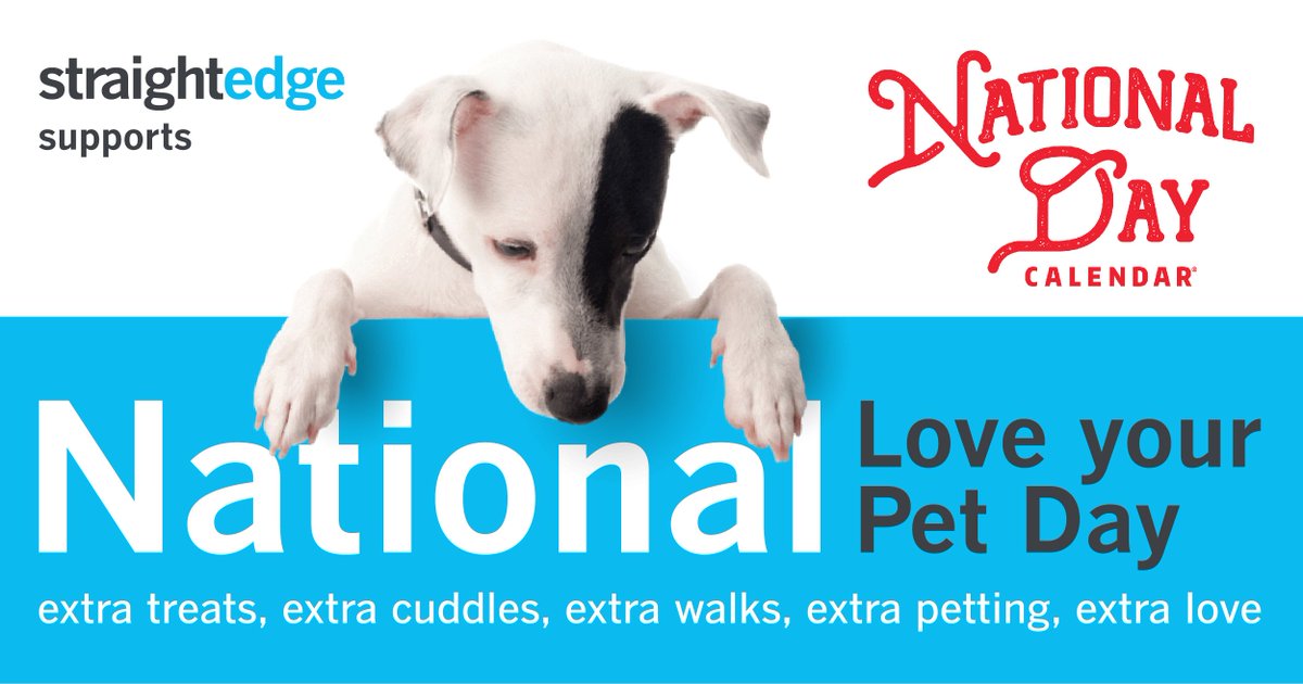 straightedgeldn's tweet photo. Happy #LoveYourPetDay to all our followers! Wishing you a day of love with your furry (or feathered, or scaly...) friends.

Everyone in agreement that this should be celebrated everyday fur-ever? 🐶🐱

#mansbestfriend #pawsome #pethappiness https://t.co/ZPqGVEJRqz