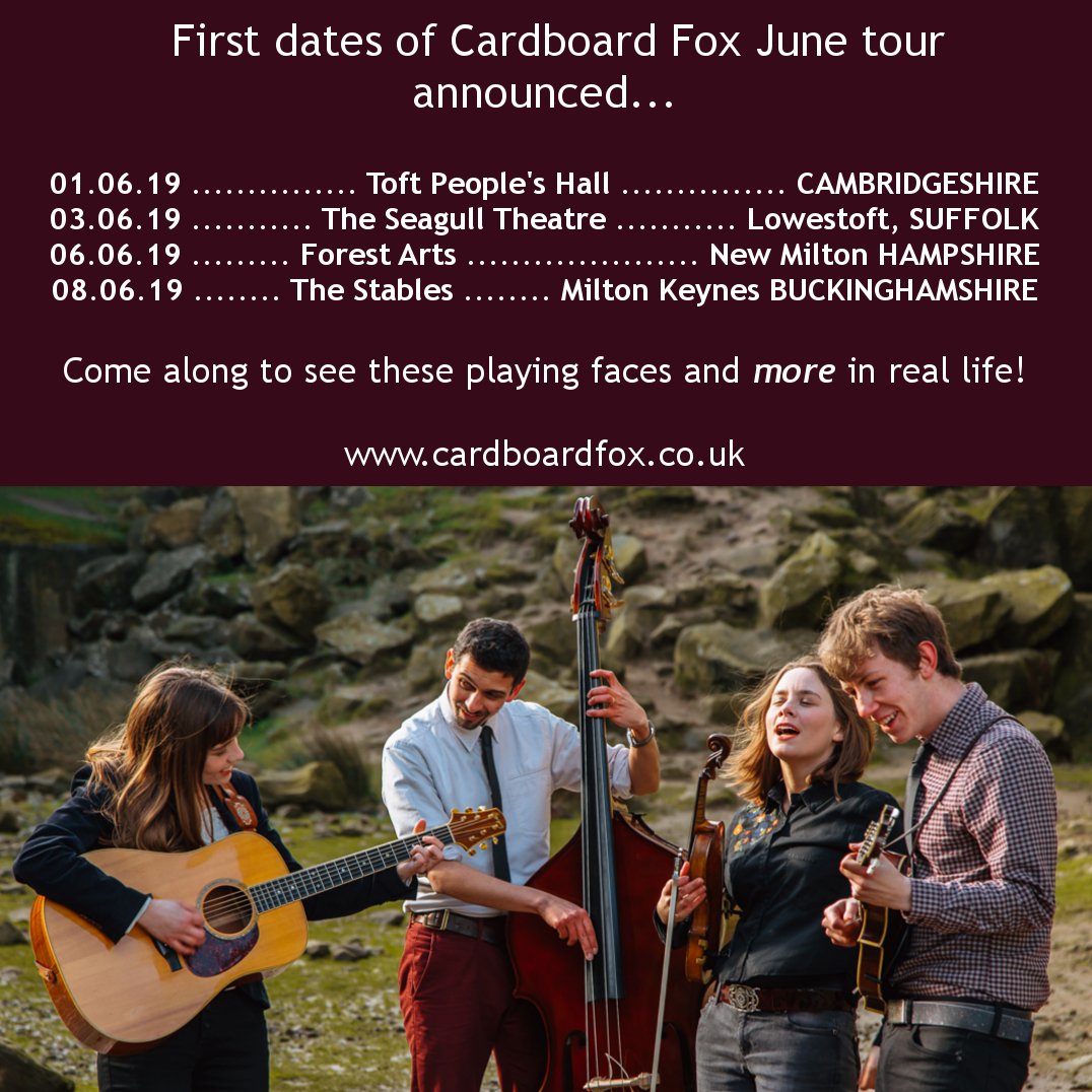 First few tour dates announced - come and see us, it'll be fun! #cfjunetour #bluegrassish
