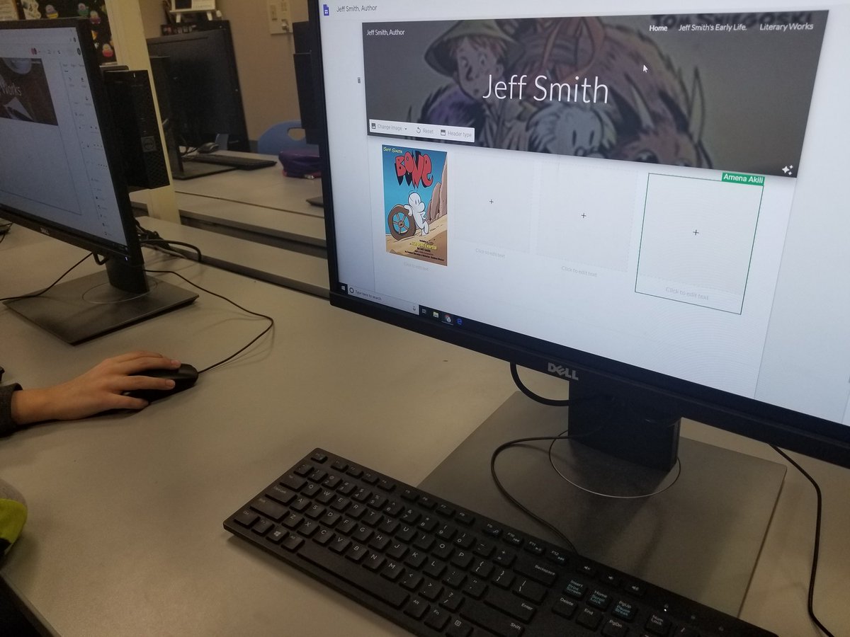 Harnewhawk's tweet photo. Fifth grade students are completing an author study during their HAWK time. They are using their research to build a website on their author! #harnewcares https://t.co/EJ9KQ4yEKg