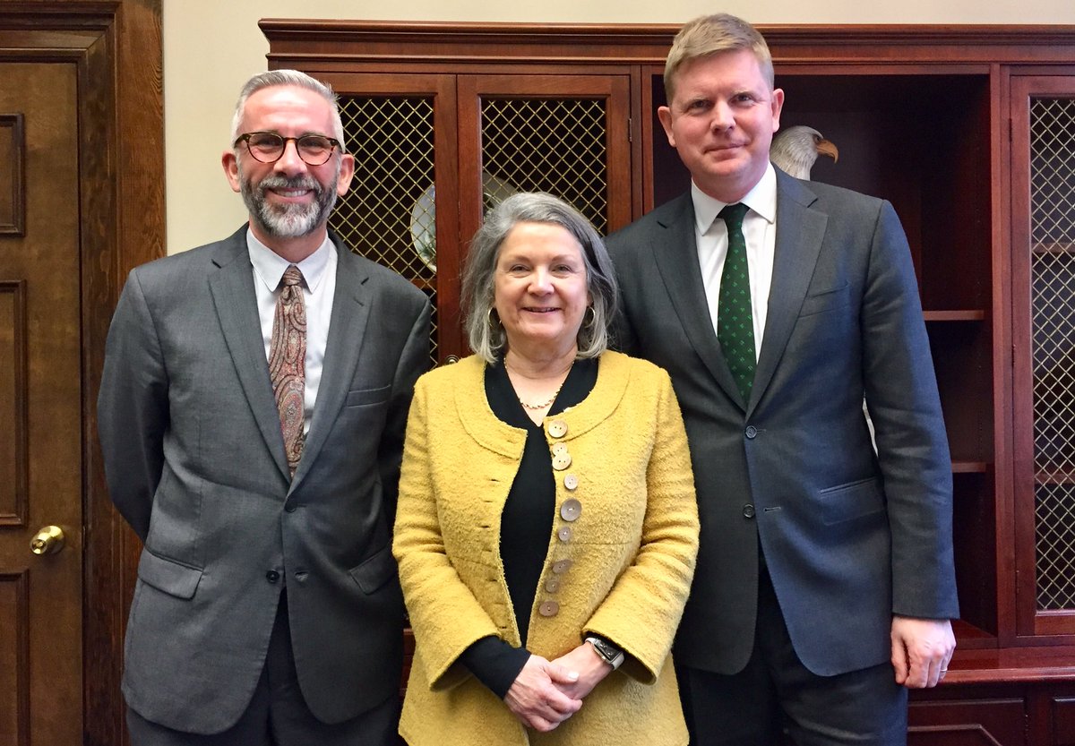 IrelandAtlanta's tweet photo. Great discussion today with President Shelley C Nickel and Dr Howard Keeley on Ireland’s strong &amp; ever growing partnership with Georgia Southern University @GeorgiaSouthern @wexsav #TradeBridge #GlobalIreland https://t.co/0wqEBGv2ry