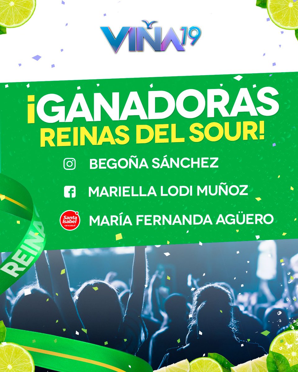 Felicitaciones a las #ReinasDelSour! Nos demostraron lo que significa ser una verdadera reina y ganaron una experiencia completa en la quinta jornada de #Viña2019, el día 28 de febrero.Atentas a nuestras redes, porque sortearemos entradas.