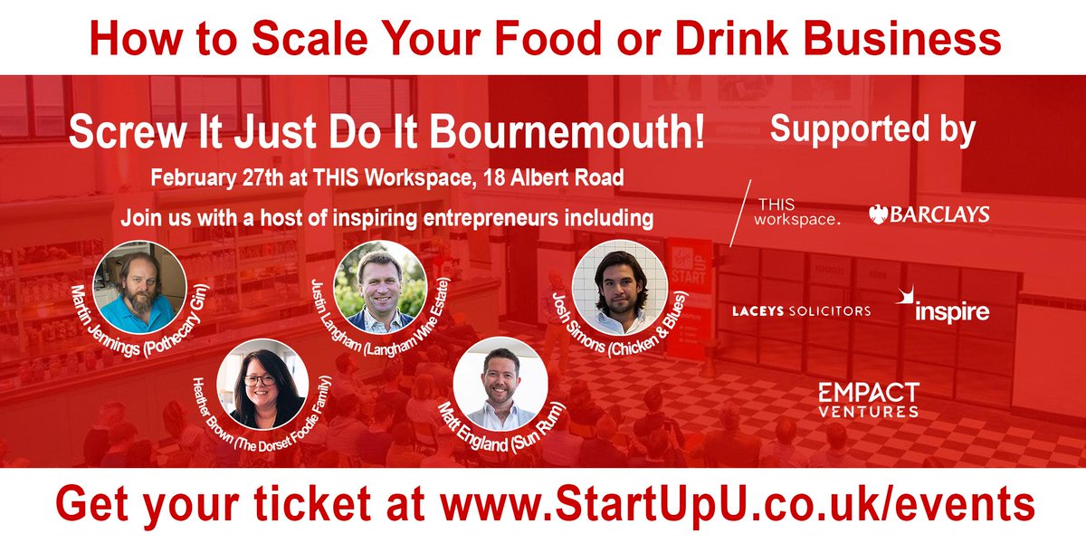 alexchisnall's tweet image. 1 week to go to the next Bmth meet-up on Feb 27th

🍇 🍈 🌭 🍕 🍟 🥘 🍲 🍦 🍧

#Dream of quitting your job to launch a food or drink brand?

You’re not alone – the UK’s startup food &amp;amp; drinks scene has never been more exciting. BOOK YOUR TIX HERE: buff.ly/2tqpNX8

#startup