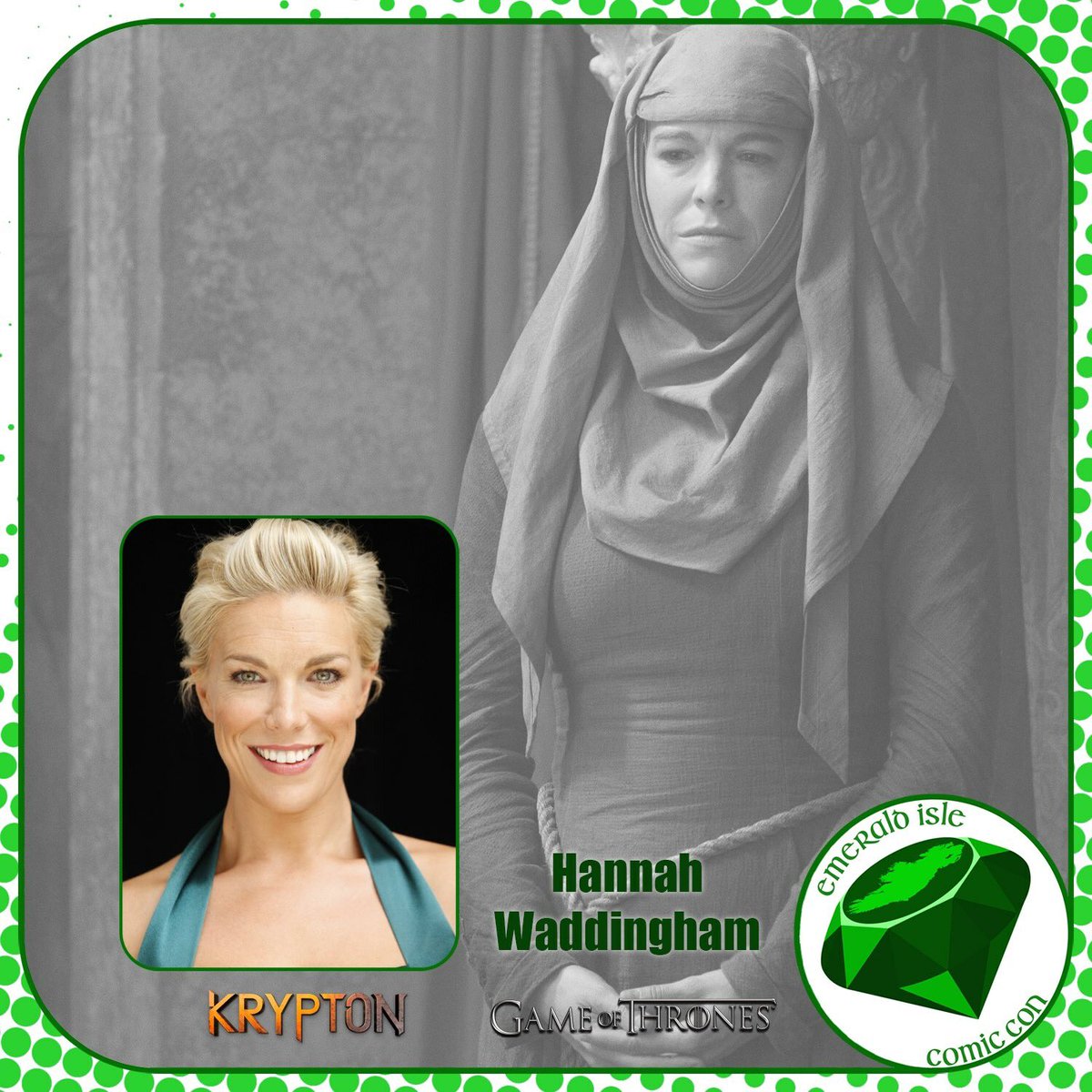 EmeraldIsleCC's tweet photo. Guest Announcement!

Joining us at Emerald Isle Comic Con on 11th &amp; 12th May 2019 at South13 Belfast will be Hannah Waddingham

https://t.co/gG04d5n3lO

Tickets can be purchased through the website via Eventbrite or PayPal starting at £12.00 for Adults.

#EICC #GameOfThrones https://t.co/8AuJi3oZoG