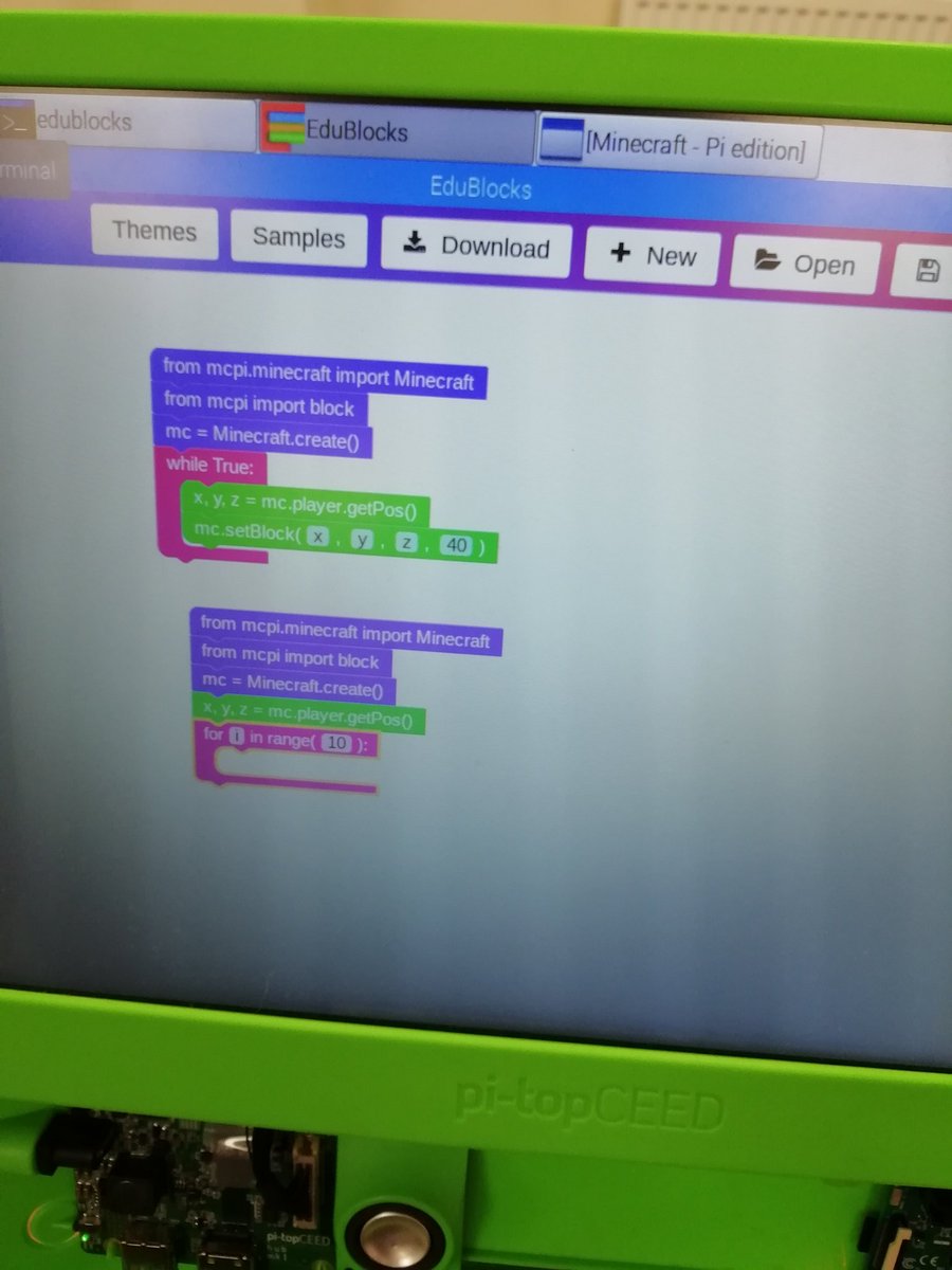 CraftyComputing's tweet image. Using @edu_blocks for #minecraftpi #Python coding today with Year 4 and 5 at @PortofBlyth #stem event @CU_Trust