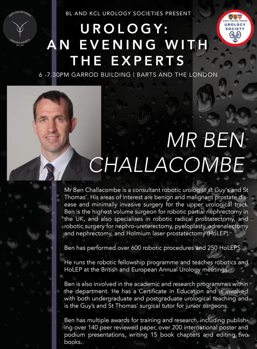 Very excited to be welcoming our speakers to tomorrow's An Evening with the Experts. Open to all med students and junior docs. Meet some of the speakers below: 

FREE Tickets here: eventbrite.co.uk/e/urology-an-e…