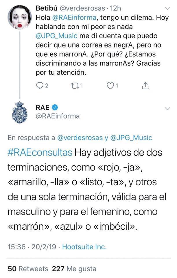 CarlosGaMart's tweet photo. El gestor de la cuenta de la RAE es mi ídolo. https://t.co/KOH2k0lGzg