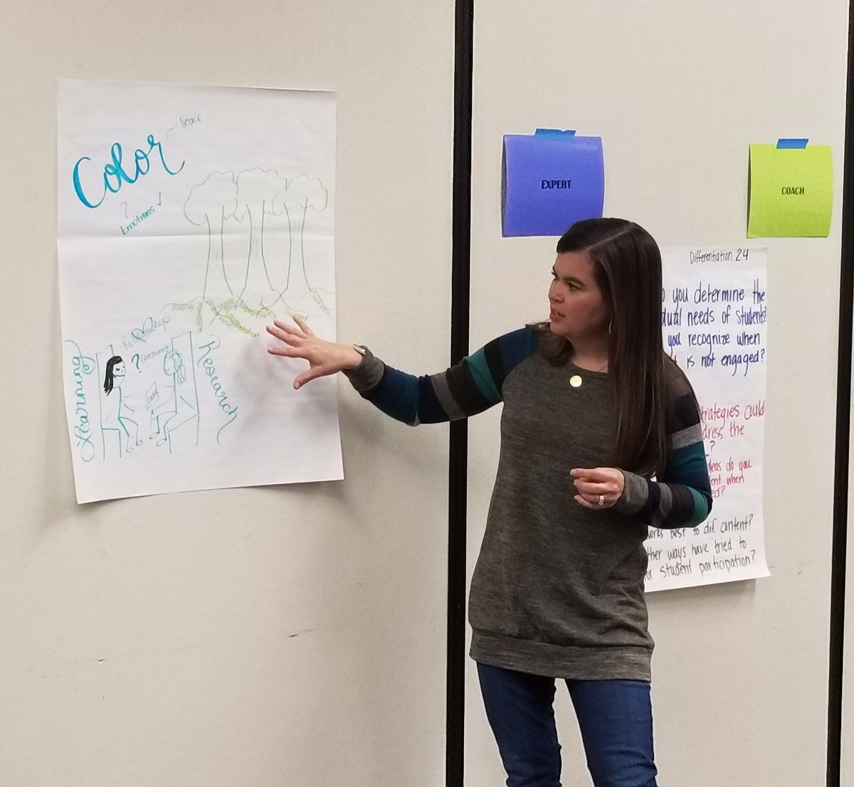 rcano11's tweet photo. Ginny (Amarillo ISD), Shona (Region 16) and Cash (Dimmitt ISD) share their group's "Essence of Coaching" during Day 2.  Quality learning and GREAT conversation! #ImpactCoachingDay2 #ILoveServing #BeIntentional https://t.co/N8UzqFiqBC