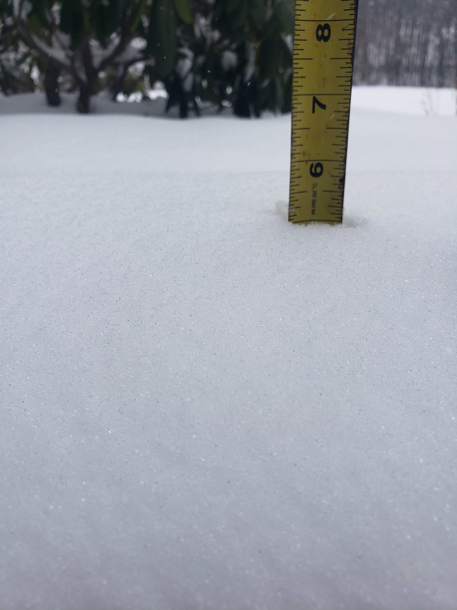 LauraWorkinger's tweet photo. About 5 " of snow in the Brogue. Changeover to sleet has begun. https://t.co/UxVoRAFaaF