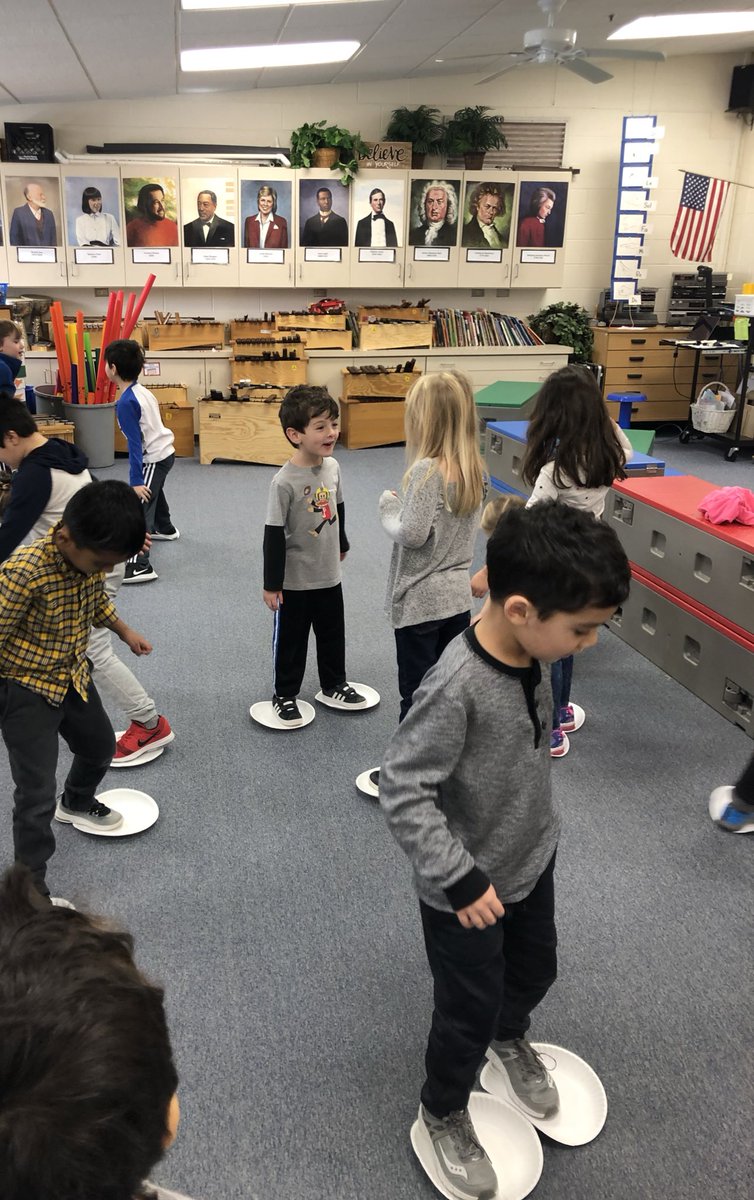 Kindergarten used their “ice plates” in music to explore beat/no beat. #innovate28
