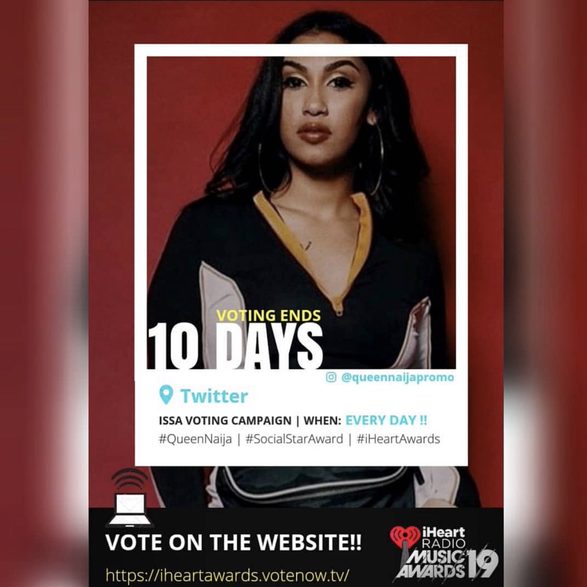 lock75073576's tweet photo. Royalty squad,do y’all want #queennaija to take home #socialStarAward at #iHeartAwards ?? Then you need to tell your friends ,fav fan pg and family to retweet for Queen and repost the link to the website in the bio on their Queen fan pages 😬we have to all come together RS🙌🏾 https://t.co/lNHLGKdkqT