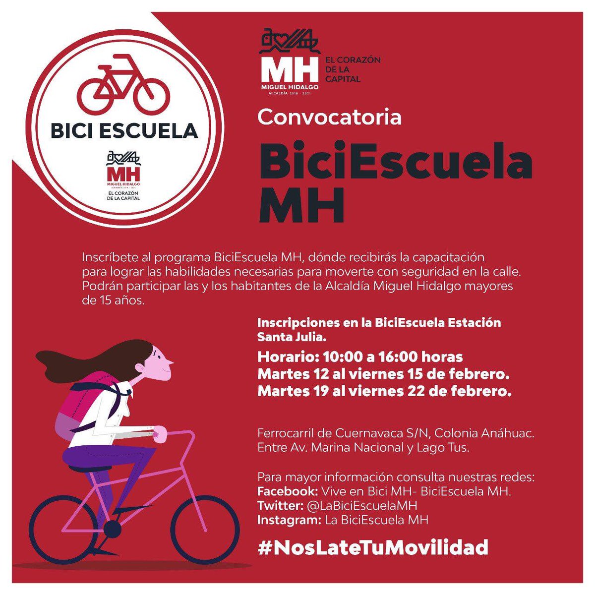 BiciEscuelaMHmx's tweet photo. No te quedes fuera, las inscripciones aún están abiertas 🚴‍♂️🚴‍♀️ #LaBiciEscuelaMH #UnaCulturaDeMovilidad @AlcaldiaMHmx https://t.co/23VtoZmK4I