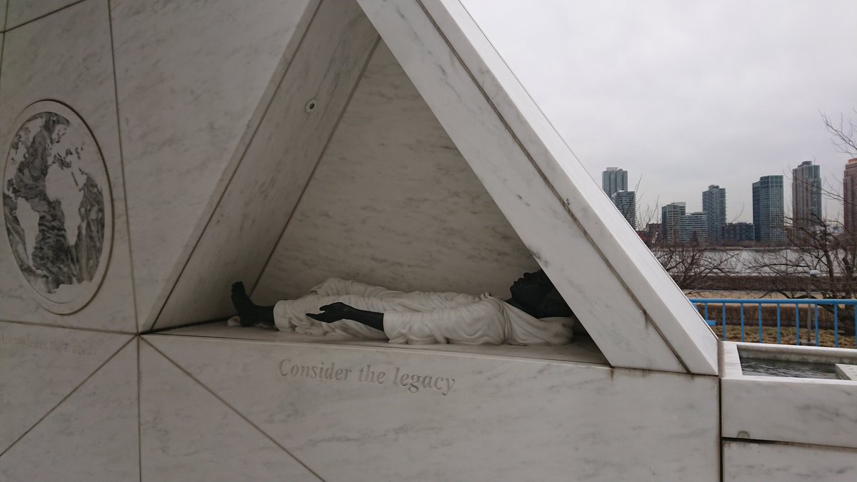 Chloe_Set's tweet photo. Memorial at #UN for victims of the transatlantic slave trade is a fitting backdrop to today's #Code87 discussions about using technology to tackle trafficking, including that of children trafficked to and from #orphanages #ConsiderTheLegacy @UNUCPR #Delta87 https://t.co/XxhFKz4eUO