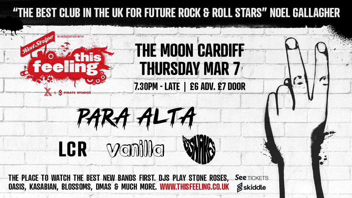 We are back and our first gig of the year is with <a href="/This_Feeling/">This Feeling</a> supporting <a href="/paraalta/">PARA ALTA</a>  @ <a href="/TheMoonCardiff/">The Moon Cardiff 🎟️SUPPORT YR LOCAL MUSIC VENUE</a> on the 7th March!! Tickets are £6 adv. We are looking forward to this one X