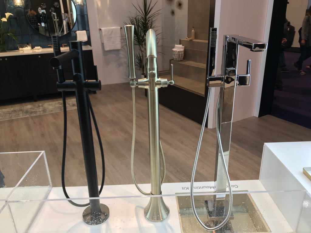 KBIS's tweet image. Tub fillers galore in the @moen booth! Which one is your favorite? #KBIS2019