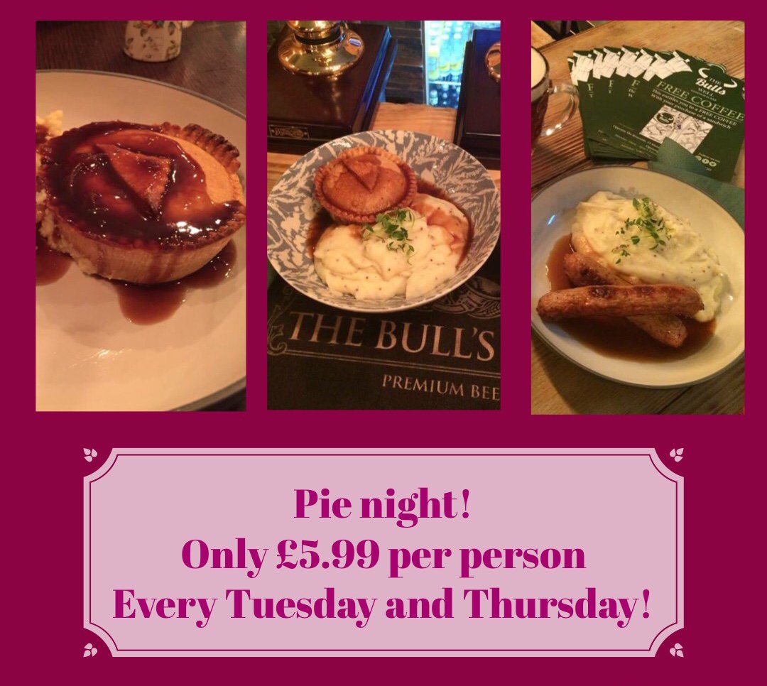 Do you have a hankering for #pieandmash?
Experience pie night all over again and indulge on a hot meal and a pint for just £5.99.
Save the stressful cooking for another night and come down to the Bulls Well this Thursday!
#goodfood #micropub