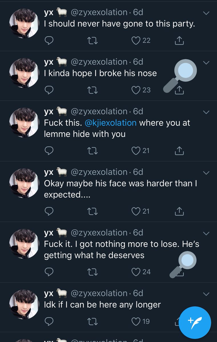 c4nvasdreams's tweet photo. 3. He felt guilty the moment he punched min- well in his tweets he didn’t seem guilty at all rather he said min deserved it anh yx was hoping he broke his nose and that. LIAR!
#exolation https://t.co/cz4D7RFbva