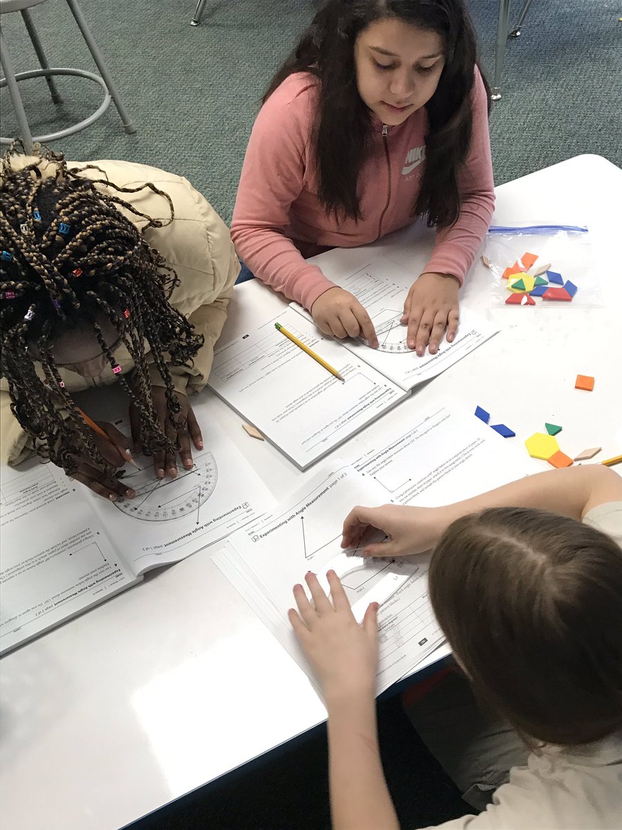 caitlinemcclure's tweet photo. We 💜 geometry! #ripon4th graders learning about angles and circles with read alouds, pattern blocks, and protractors. #riponwiproud #RASDinnovate @mpqripon @MLCmath https://t.co/4emSHM5HVd