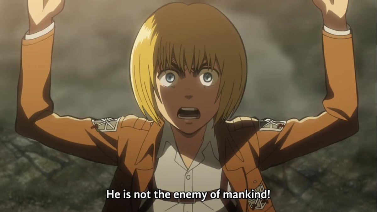 I must admit that I admire both Armin and Eren at this moment, Armin& #39;s ability to convince the Garrison and how much Eren trusts him