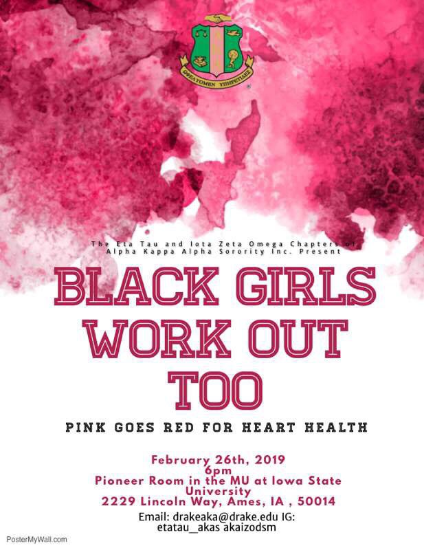 IowaState_NPHC's tweet photo. Pink goes red for heart health 💕💪🏾❤️Join the Eta Tau chapter in a workout session February 26th at 6PM in the Pioneer room. https://t.co/KQYBGugXz6