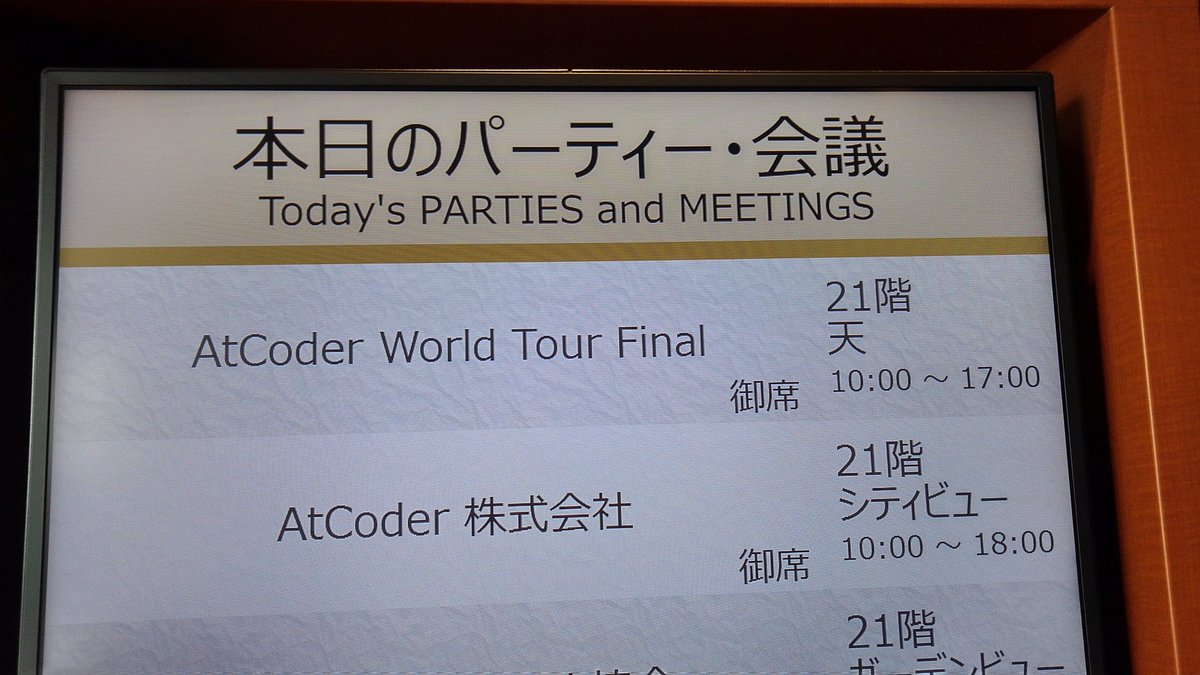 AtCoder World Tour Finals 2019 (2ページ目) Togetter
