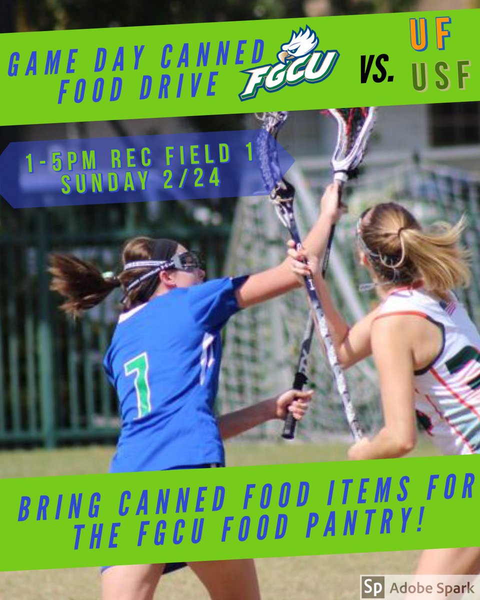 fgculacrosse's tweet photo. Come out and support us this Sunday (2/24) at our first home games of the season! 1 &amp; 3pm #lacrosse https://t.co/65uqIuRuum