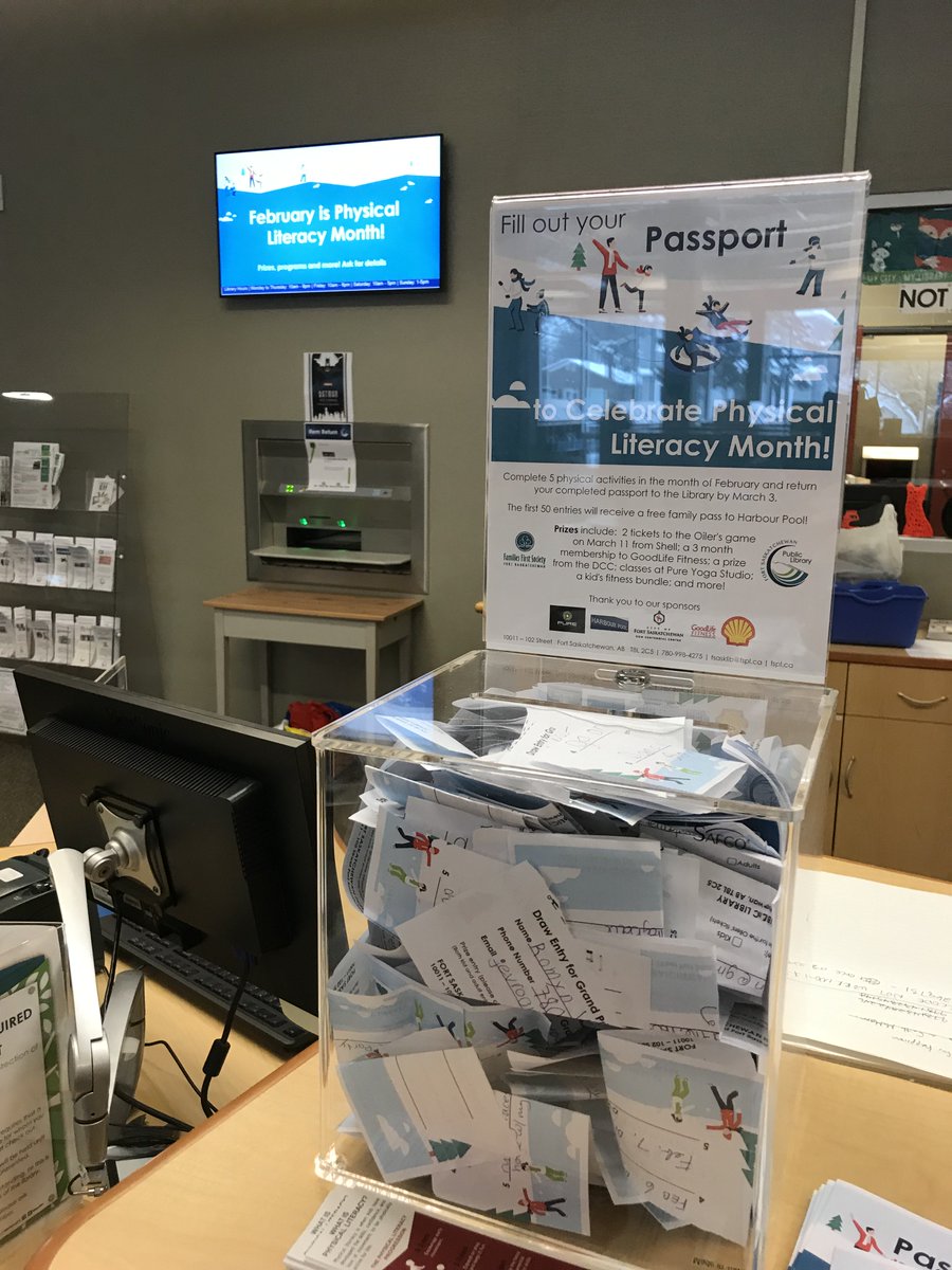 The draw box for Physical Literacy month is filling up! You have until March 3 to enter. See more details here: https://bit.ly/2RIJxnr #physicalliteracy #fortsask