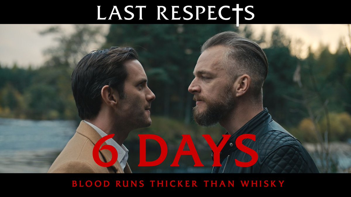 _LastRespects's tweet image. The countdown has begun. Only 6 days until the release of 'LAST RESPECTS' where you'll get to meet the brothers, Richard &amp;amp; Danny Drummond... youtu.be/3He_cCX90ik Directed by @phil_sansom Starring @simonhaycock @CharlieAllenAct @MrJamesCosmo #lastrespects #shortfilm #whisky