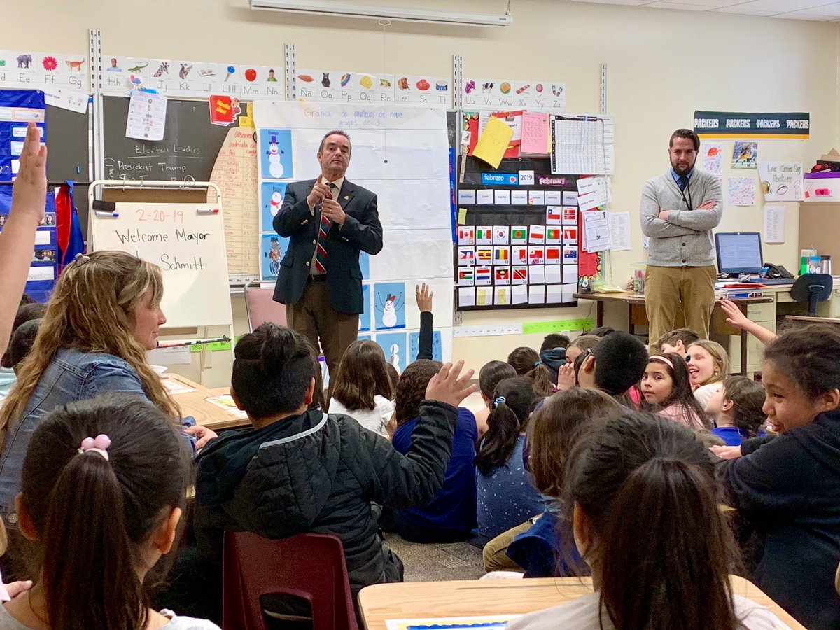 Jim Schmitt (@gbjimschmitt) on Twitter photo Learning about the roll of the Mayor, current and future, with students at Wilder Elementary <a href="/greenbayschools/">greenbayschools</a> Learning about the roll of the Mayor, current and future, with students at Wilder Elementary <a href="/greenbayschools/">greenbayschools</a>