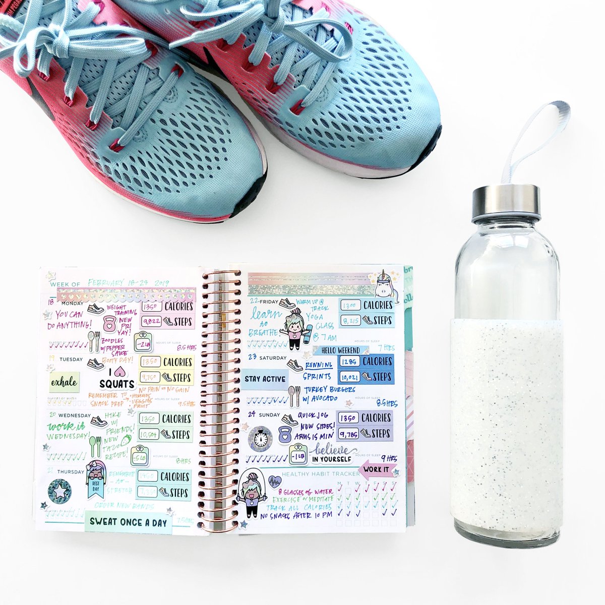 CraftSmithCo's tweet photo. We're staying focused with our Mini Fitness Recollections Spiral Planner and Shine Sticker Studio Fitness Stickers! Find them both at Michael's Stores. Now back to those squats! https://t.co/KnQAv7gdZO