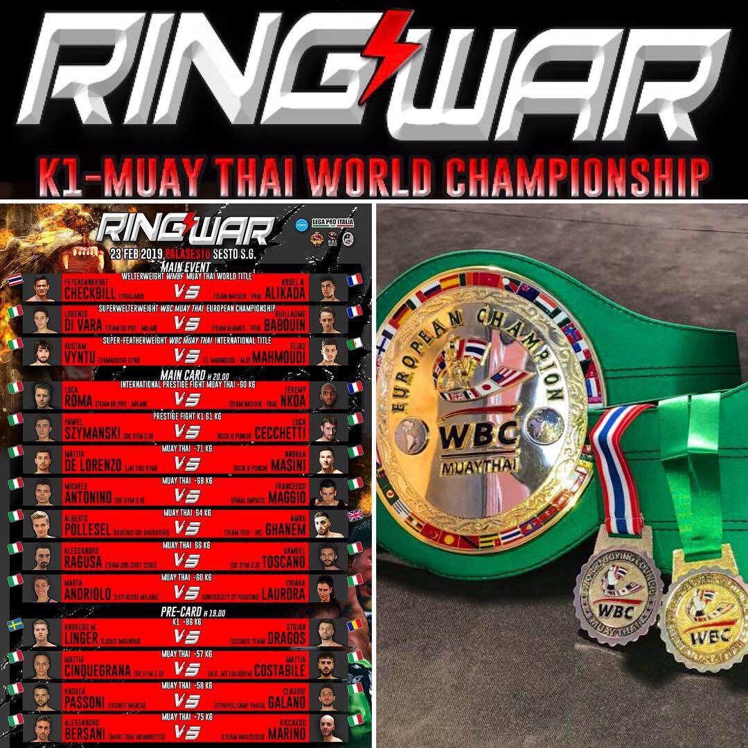 DrCeriani's tweet photo. RING WAR 2019, il main event WORLD SUPER SERIES!!!
Info e prenotazioni 3332815175
#ringwar #muaythai #thaiboxe #muaythaispirit #wmbf #wbcmuaythai #ring #boxethailandese #worldtitle #fightingspirit #hardluck #gym @ring_war https://t.co/mTkswjGSG2