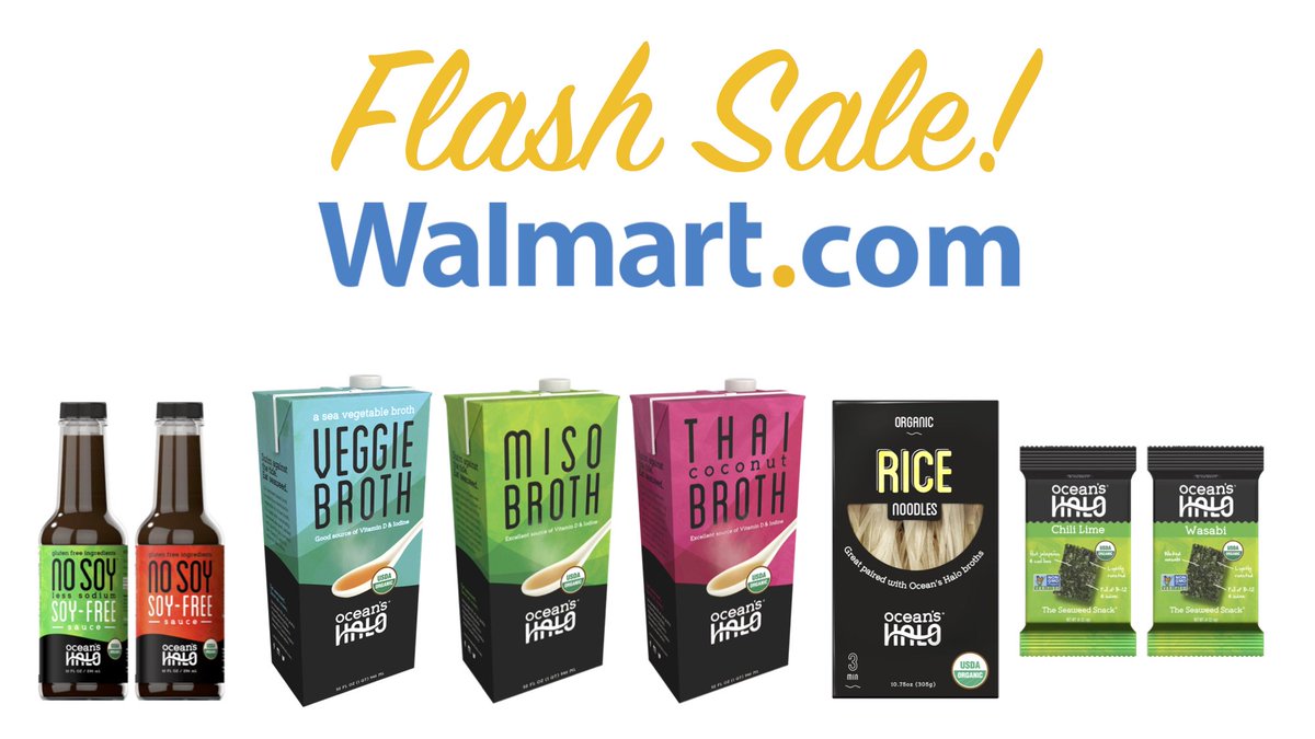 Check out our sale items on Walmart.com! All sale items are $11.99! No Soy Sauce walmart.com/ip/Ocean-s-Hal… Rice Noodle walmart.com/ip/Ocean-s-Hal… Miso Broth walmart.com/ip/Ocean-s-Hal… Wasabi Snack walmart.com/ip/Ocean-s-Hal… Chili Lime Snack walmart.com/ip/Ocean-s-Hal…