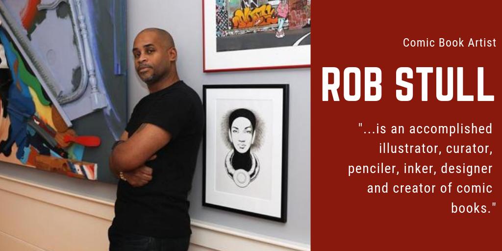 PRNTxW7TH's tweet photo. On this 20th day of #BlackHistoryMonth, we'd like to honor Rob Stull (@RobStull24). He is best known as an illustrator, curator, penciler, inker, designer and creator of comic books.

To read more and check out his work, visit his site at https://t.co/dkc9cdqwaT. #BlackCreatives https://t.co/diMLCB97Bf